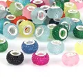 Close-up detail of sparkling crystal large-hole beads for DIY charm bracelets in various colors - Gypsophila Style (#20) / 10 Pieces (14mm)