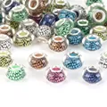 Mixed colorful big hole glass beads with dot patterns for DIY jewelry bracelets - Circle Flower (#21) / 10 Pieces (14mm)