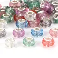 Close-up of assorted colorful glitter large-hole beads for DIY jewelry bracelets - Internal Colored Powder (#23) / 10 Pieces (14mm)