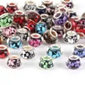 Close-up of assorted colorful floral pattern large-hole beads for charm bracelets - Bauhinia Flower (#24) / 10 Pieces (14mm)