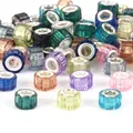 Detailed macro view of colorful faceted large-hole barrel beads for DIY bracelets - Pillar Shape (#25) / 10 Pieces (14mm)