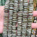 Natural faceted grey labradorite stone abacus spacer beads for handmade DIY jewelry making - Faceted Abacus Beads / Approx. 73 Pieces (4x12mm) / Flash Stone (Labradorite)
