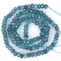 Hochwertige Nahaufnahme von 3x4mm blauen facettierten Natursteinperlen für DIY-Schmuck - 3x4mm (Ca. 105 Stück/Strang) / Behandelter Aquamarin