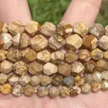 Close-up of faceted natural jasper beads for DIY jewelry making and crafts - 6mm Approx 58 Pieces / Faceted Picture Jasper
