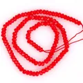 Makroansicht von 3x4 mm facettierten roten Achatperlen für DIY-Schmuck. - 3x4mm (Ca. 105 Stück/Strang) / Porzellanrotes Glas