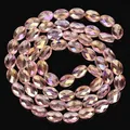 8x11mm faceted oval pink crystal beads with iridescent AB coating for DIY jewelry making - 56 Pieces / Transparent Pink Purple