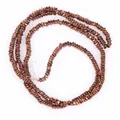 Detail view of 2x1mm metallic brown rounded square hematite center hole flat beads - Approx 340 Pieces/Strand / Antique Red Copper