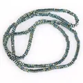 Close-up of 2x1mm iridescent hematite flat beads for DIY jewelry making projects. - Approx 340 Pieces/Strand / Light Green