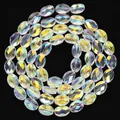 8x11mm iridescent faceted oval crystal glass beads for DIY handmade jewelry crafting - 56 Pieces / AB Rainbow
