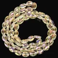8x11mm faceted iridescent champagne oval crystal loose beads strand for DIY jewelry making - 56 Pieces / Yellow