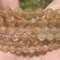 Macro view of multi-faceted yellow natural stone beads for DIY jewelry making accessories - 6mm Approx 58 Pieces / Faceted Tea Watermelon (Citrine)