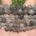 Close-up of faceted grey natural stone beads for DIY jewelry making craft projects - 6mm Approx 58 Pieces / #24 Faceted Gray Agate