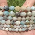 Macro detail of faceted natural stone beads for handcrafted jewelry DIY projects - 10mm Approx 37 Pieces / Faceted Amazonite