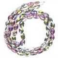 8x11mm faceted oval multi-color iridescent crystal beads for DIY handmade jewelry - 56 Pieces / Fuchsia and Green