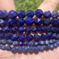 Macro detail of faceted blue lapis lazuli natural stone beads for jewelry making - 10mm Approx 37 Pieces / #28 Faceted Lapis Lazuli