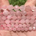 Close-up of faceted natural rose quartz beads with translucent pink finish for DIY - 6mm Approx 58 Pieces / Faceted Rose Quartz