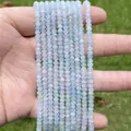 Facettierte hellblaue Natursteinperlen für die Schmuckherstellung, 3x4mm flache Rondelle - 3x4mm (Ca. 105 Stück/Strang) / Transparenter Aquamarin-Jade