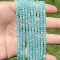 Hochwertige facettierte hellblaue Naturstein-Chalcedon-Perlen für DIY-Schmuck 3x4mm - 3x4mm (Ca. 105 Stück/Strang) / Natürlicher Transparenter Amazonit