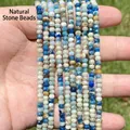 Blaue und weiße 3x4mm facettierte Rondell-Natursteinperlen für DIY-Schmuckherstellung - 3x4mm (Ca. 105 Stück/Strang) / K7