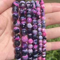 Natural dragon vein agate loose beads in vibrant pink and purple dragon vein patterns - 10mm (Approx 37pcs) / Faceted Fire Agate Rose Red Black
