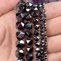 High-quality faceted black metallic natural stone beads for DIY handmade jewelry accessories - 6mm Approx 58 Pieces / Faceted Natural Hematite