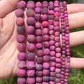 Premium frosted rose red natural stone loose beads for DIY bracelet and necklace jewelry - 4mm (Approx. 88 Pieces) / Frosted Rose Red Tiger Eye