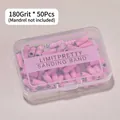180 grit pink mini sanding bands for nail drills, 50 pieces in a clear storage box - 180 Grit (50 Pieces) / Pink