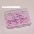 Professional pink 240 grit nail sanding bands set, 50pcs in a transparent storage case - 240 Grit (50 Pieces) / Pink