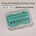 Pack of 50 green nail sanding bands with 120 grit for electric manicure drill bits - 120 Grit (50 Pieces) / Green