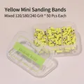 Professional yellow nail sanding bands set with 120/180/240 grit assortment in box - 120/180/240 Grit Mixed (150 Pieces) / Neon Yellow