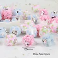 20mm multicolored clay rose beads with heart rhinestone for DIY jewelry making - Multicolor Rose Flower Ball (S3471) / 1 Piece (20mm) / Multicolor