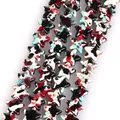 Close-up of star-shaped turquoise beads with colorful camouflage pattern for DIY jewelry - Pentagram / 12mm / Dark Camouflage