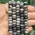 Natuursteen abacus kralen met zwart-wit patronen voor het maken van DIY sieraden. - 5x8mm / Zwarte Web Abacus Kraal