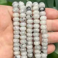 Natuurlijke abacusvormige zwarte flitssteen losse kralen voor DIY handgemaakte sieraden - 5x8mm / Witte Flashlight Abacus Kraal