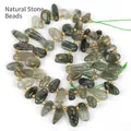 Cuentas irregulares de piedras preciosas verdes naturales 10-30mm para joyería DIY - 1 Tira (10-30mm) / Cuarzo Rutilado Verde