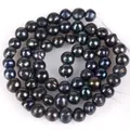 Natural black near-round pearl loose beads for DIY jewelry making and bracelets - 5-6mm (Approx 69-71 Pcs)