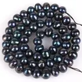 Strand of high-quality black near-round pearls for DIY jewelry making and bracelets - 6-7mm (Approx 61-63 Pcs)
