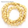 Matte gold heart-shaped faceted hematite loose beads for DIY handmade jewelry crafts - Faceted Heart Shape (HT0206) / 6mm (Approx. 63 Pcs) / Matte 18K Gold