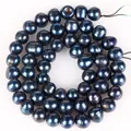 Genuine black near-round freshwater pearl loose beads for DIY jewelry making crafts - 7-8mm (Approx 57-59 Pcs)
