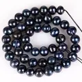 Fil de perles noires presque rondes pour la création de bijoux DIY et artisanat - 8-9mm (Environ 48-50 Pièces)