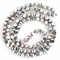 Iridescent electroplated hematite faceted loose beads for DIY jewelry craft projects - 3x3mm (Approx. 127 Pieces) / Rainbow