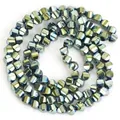 Iridescent electroplated hematite faceted loose beads for DIY jewelry bracelet making - 3x3mm (Approx. 127 Pieces) / Iridescent Green