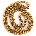 Golden plated faceted hematite stone beads for DIY jewelry making material supplies - Gold
