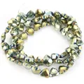 Faceted iridescent hematite heart beads for DIY jewelry making and bracelet supplies - Faceted Heart Shape (HT0206) / 6mm (Approx. 63 Pcs) / Vacuum Green Light