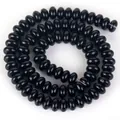 5x8mm polierte schwarze Naturstein-Abakusperlen für die Schmuckherstellung - 5x8mm (Ca. 70 Perlen) / Schwarzer Achat (#1)
