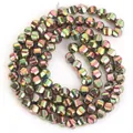 Multicolor iridescent plated hematite loose beads for DIY jewelry making projects - Holographic Rose Red