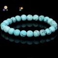 Natural white pine turquoise beaded bracelet with unique matrix on black reflective background - Natural Turquoise
