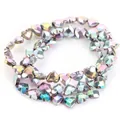 Shiny iridescent faceted hematite heart-shaped loose beads for DIY jewelry making and craft - Faceted Heart Shape (HT0206) / 6mm (Approx. 63 Pcs) / Vacuum Purple Multicolor