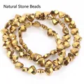 Gold faceted heart-shaped hematite loose beads for DIY jewelry making accessories - Faceted Heart Shape (HT0206) / 6mm (Approx. 63 Pcs) / Vacuum Gold