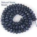 Natürliche 5x8mm blaue Stein-Abstandshalterperlen für die Schmuckherstellung - 5x8mm (Ca. 70 Perlen) / Dunkelblau Gepunkteter Stein (#12)